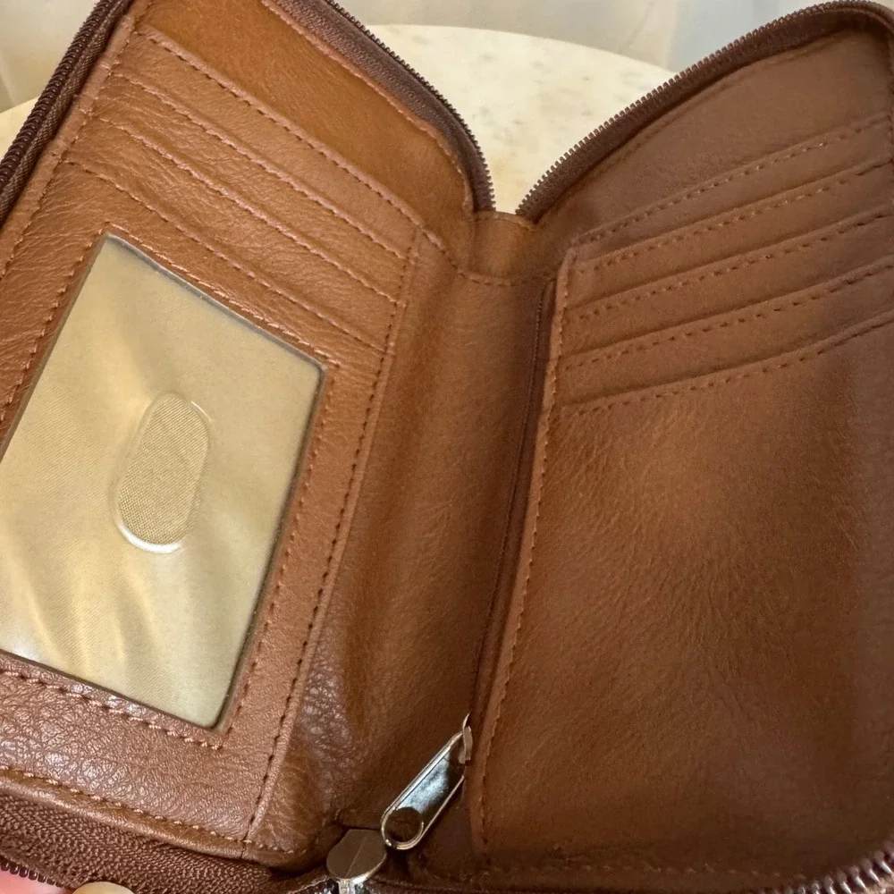 Wristlet Wallet‎ Clutch Organizer Zip Around Purse Brown